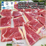 Beef BLADE Australia frozen daging sapi sampil portioned DENDENG / EMPAL / JERKY CUTS +/- 8x7x1.5cm (price/pack 600g 5-6pcs) brand in stock AMH